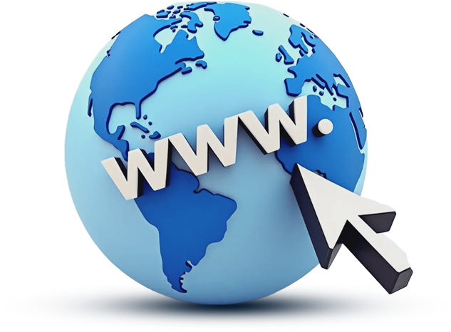 Weltkugel mit WWW-Symbol für Domainregistrierung bei CURIAWEB