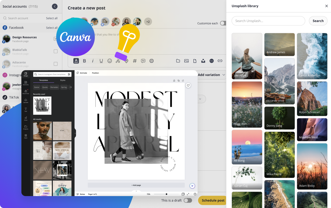SocialBee Content-Erstellung mit KI und Canva für Social-Media-Beiträge