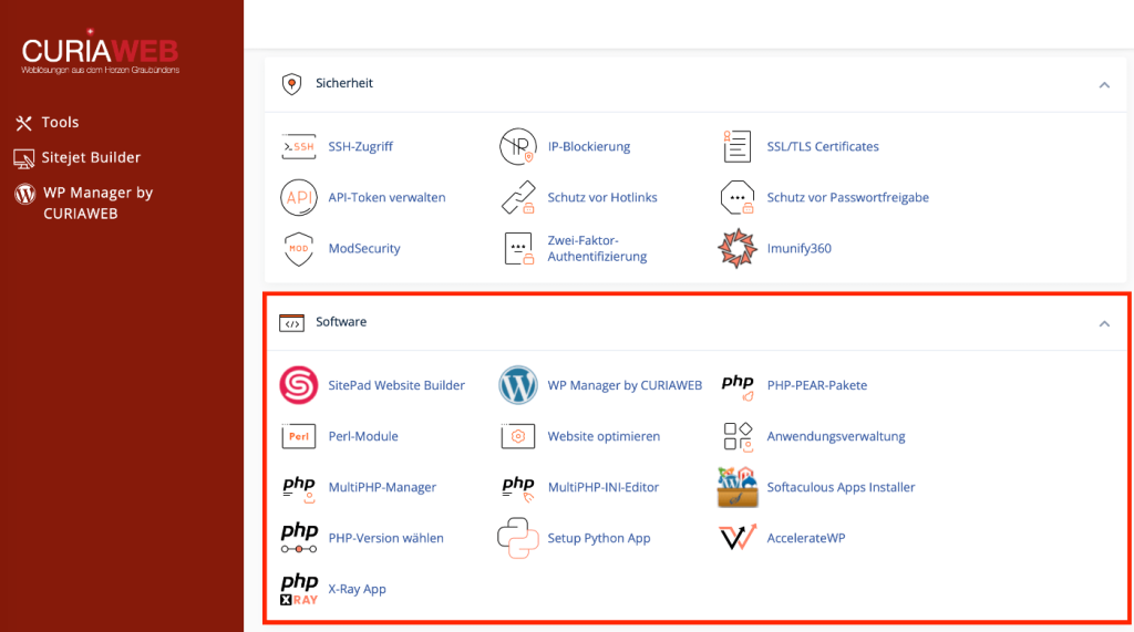 cPanel Software: PHP, Softaculous, AccelerateWP & weitere Tools erklärt