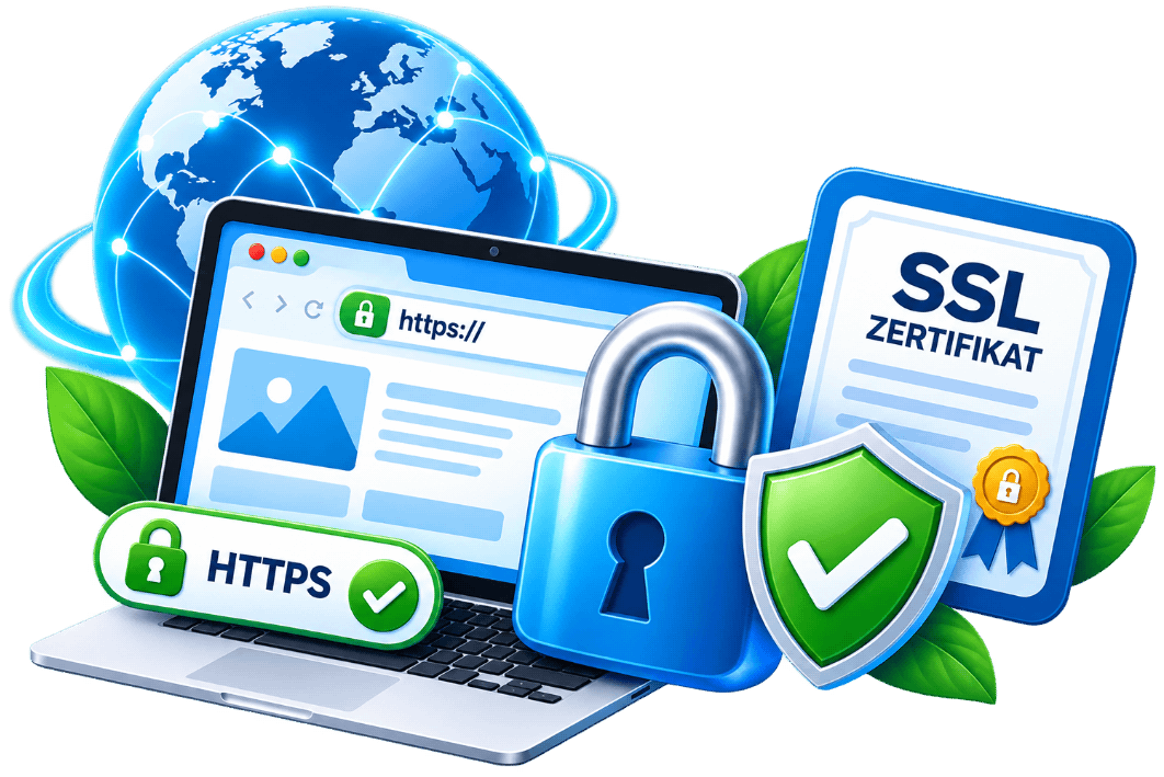 SSL-Zertifikat für eine sichere HTTPS-Verbindung einer Website
