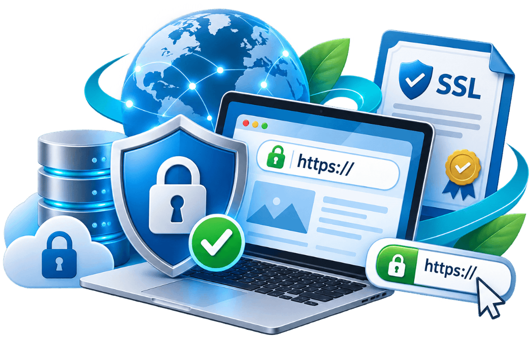 SSL Zertifikat für sichere HTTPS-Verschlüsselung und geschützte Website-Verbindungen