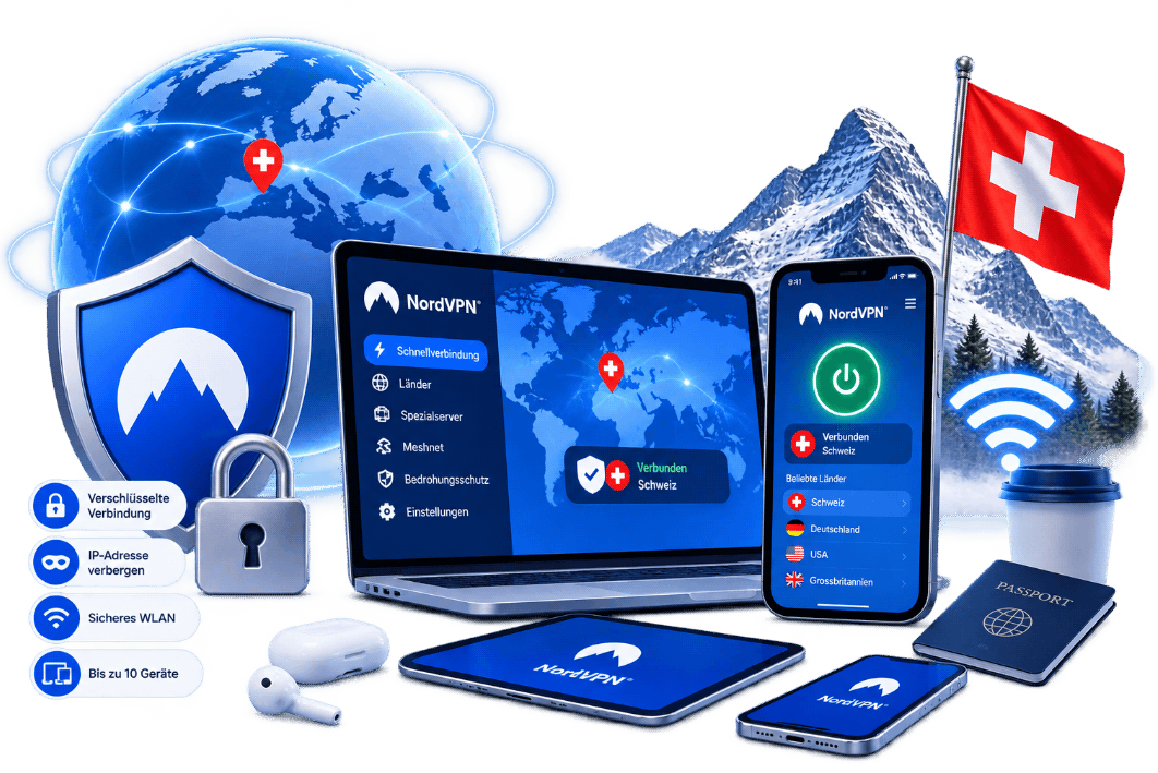 NordVPN Schweiz für sichere VPN-Verbindungen auf Computer und Smartphone