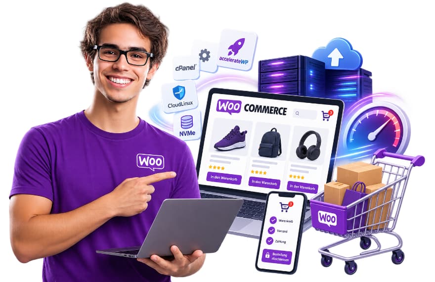 ooCommerce Hosting mit AccelerateWP, CloudLinux, NVMe und optimierter Shop-Performance